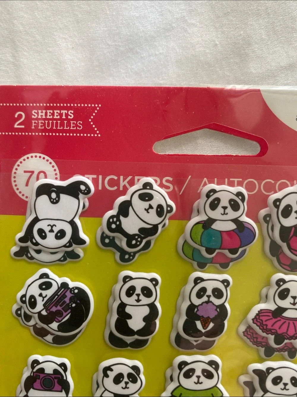 American Greetings Black & White Panda Sticker Sheet with Color Accents